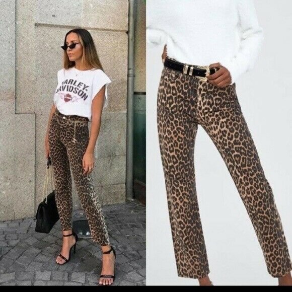 Zara Denim - Zara New Animal Snake Print High Rise Jeans Sz 6